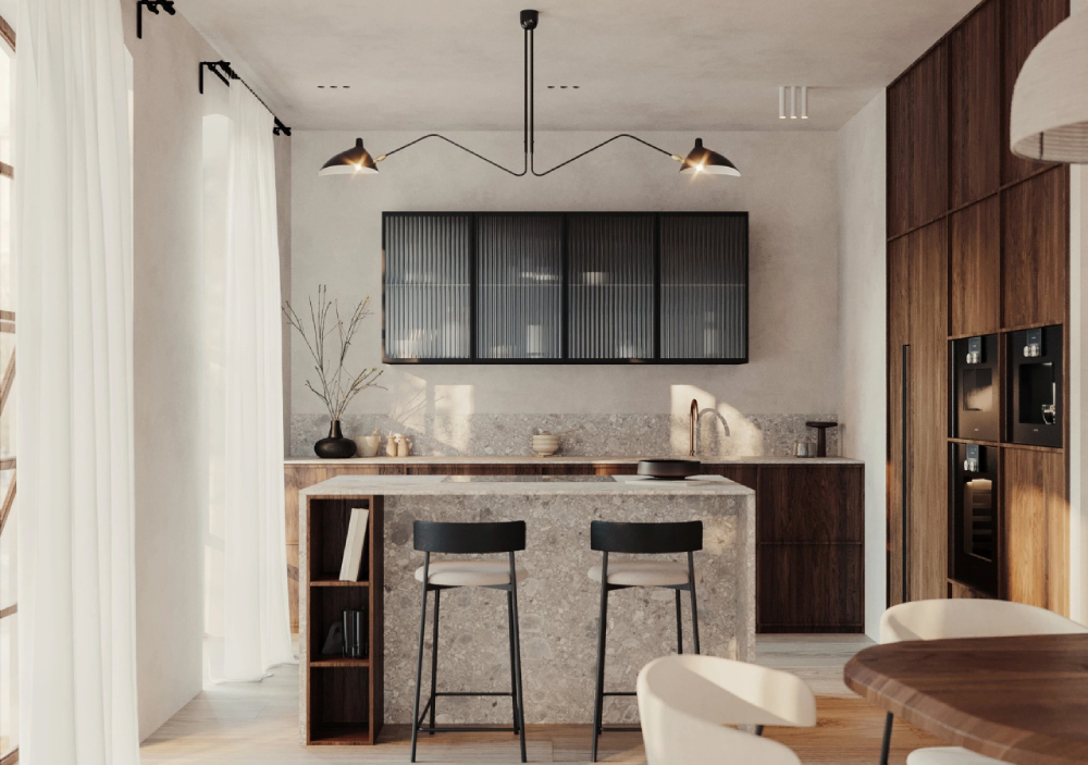 Các mẫu thiết kế nội thất phong cách Wabi Sabi cho phòng bếp