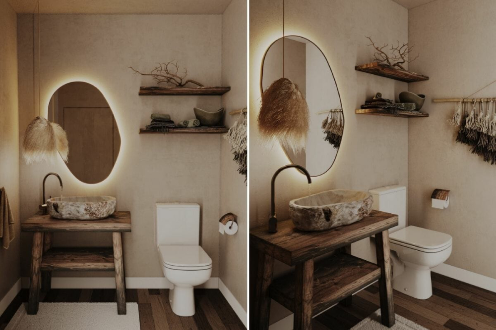 Các mẫu thiết kế nội thất phong cách Wabi Sabi cho phòng tắm