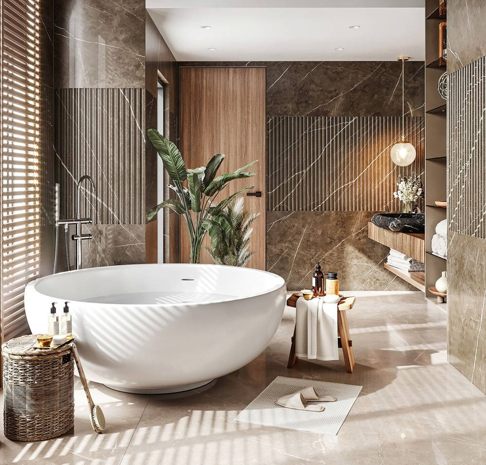 Các mẫu thiết kế nội thất phong cách Wabi Sabi cho phòng tắm