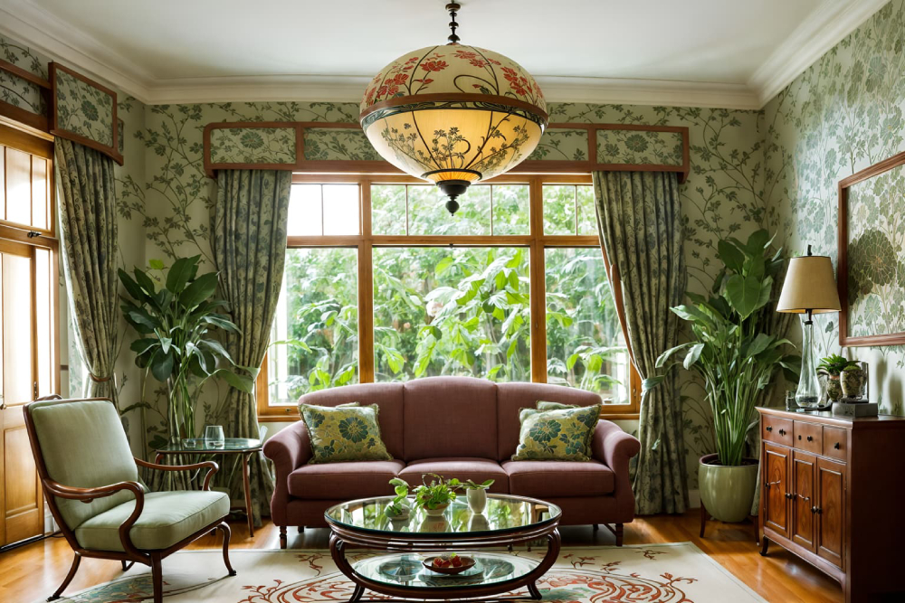 Phòng khách phong cách thiết kế nội thất Art Nouveau