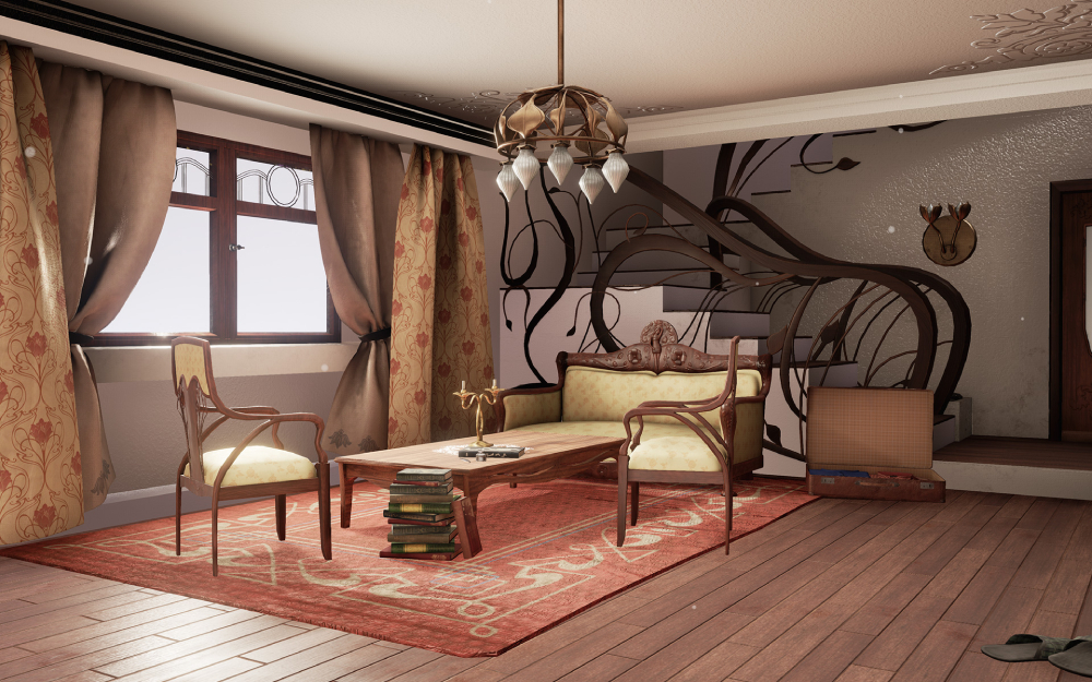 Phòng khách phong cách thiết kế nội thất Art Nouveau