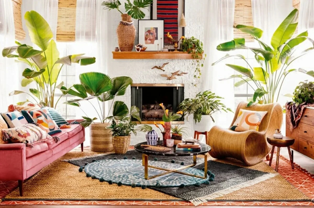 Phòng khách thiết kế nội thất phong cách Bohemian