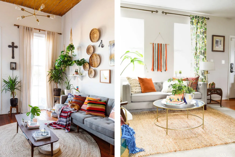 Phòng khách thiết kế nội thất phong cách Bohemian