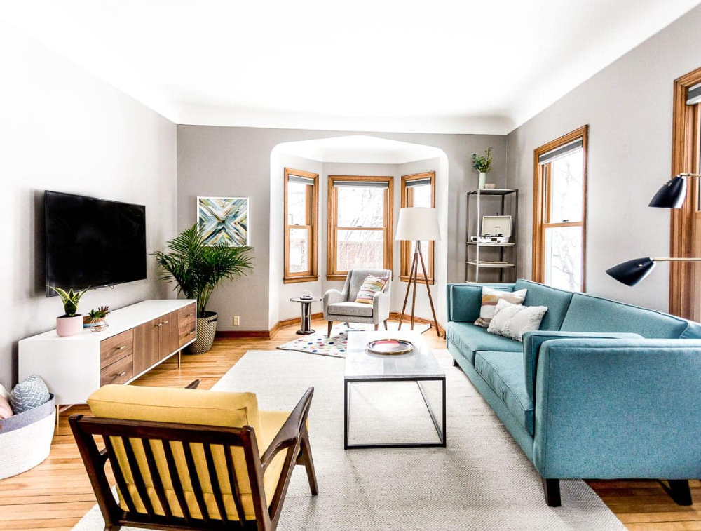 Phòng khách phong cách thiết kế nội thất Mid-Century