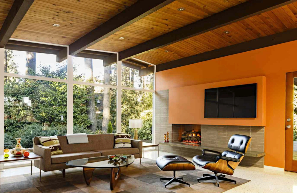 Phòng khách phong cách thiết kế nội thất Mid-Century