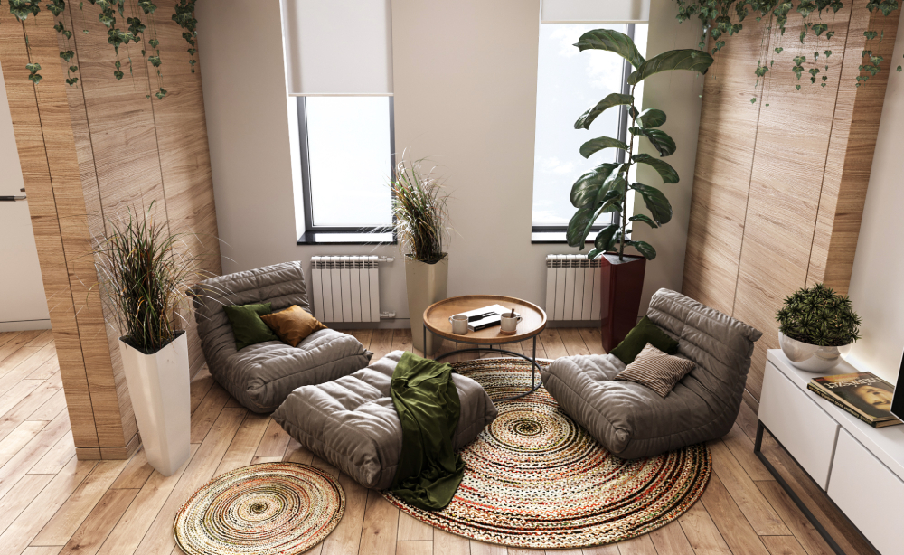 Phòng khách phong cách thiết kế nội thất Eco