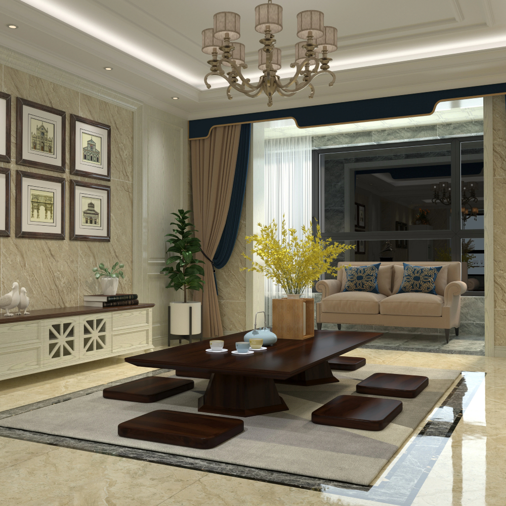 Phòng khách phong cách thiết kế nội thất Trung Hoa