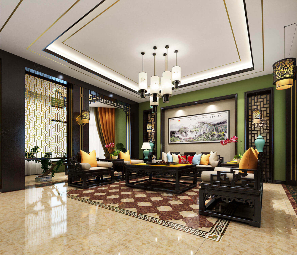 Phòng khách phong cách thiết kế nội thất truyền thống