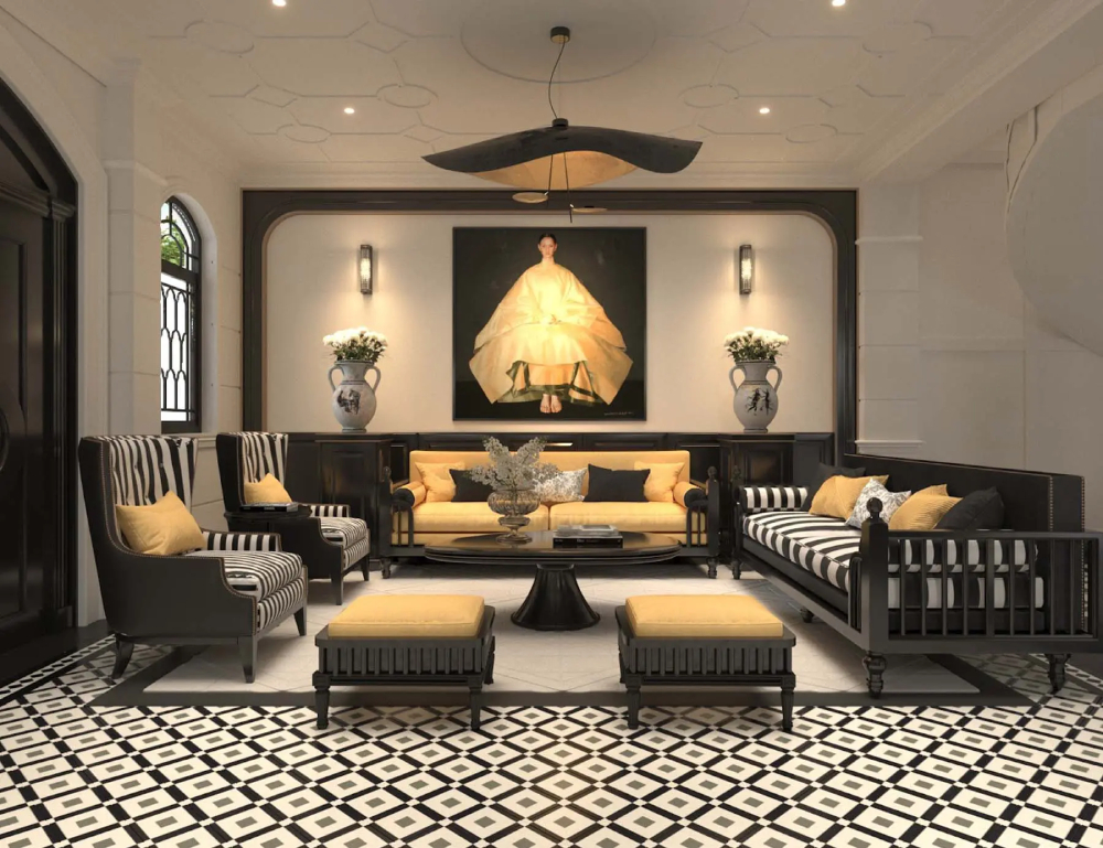 Phòng khách phong cách thiết kế nội thất truyền thống