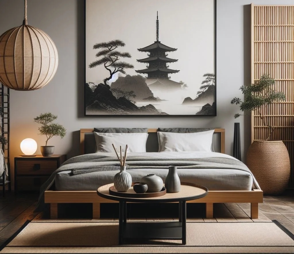 Phòng ngủ thiết kế nội thất phong cách Á Đông