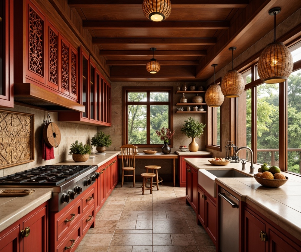 Phòng bếp thiết kế nội thất phong cách Á Đông