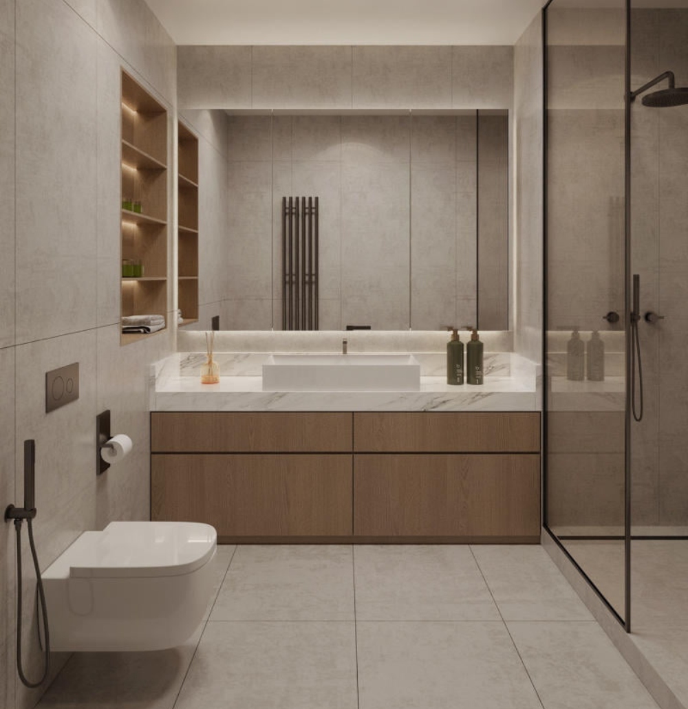 Thiết kế nội thất chung cư 62m2 cho phòng tắm