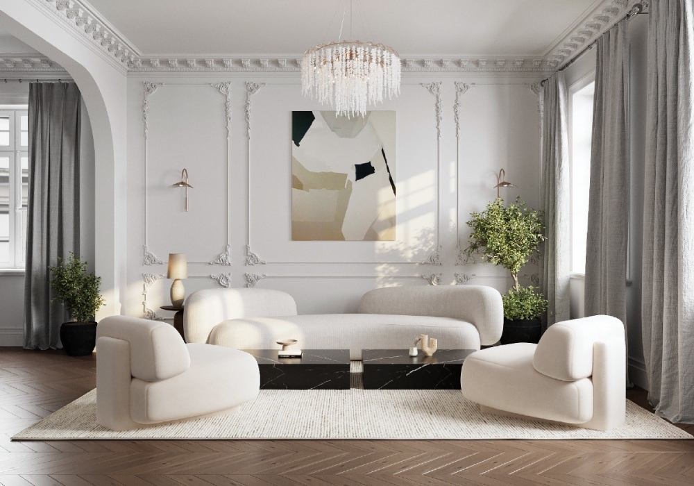 Mẫu thiết kế chung cư 62m2 phong cách tân cổ điển