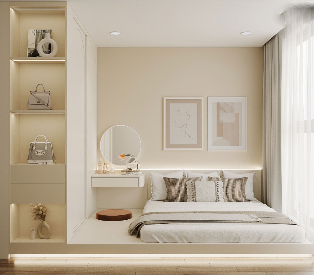 Thiết kế nội thất căn hộ 70m² cho phòng ngủ