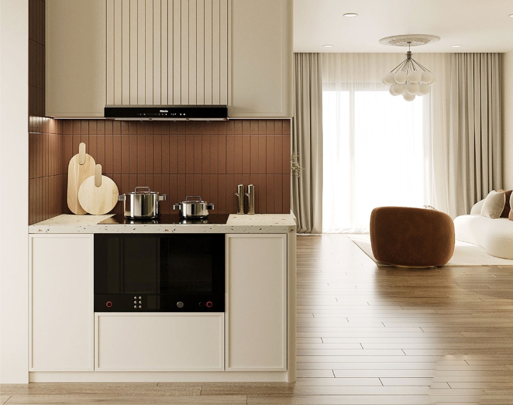 Thiết kế nội thất căn hộ 70m² cho phòng bếp