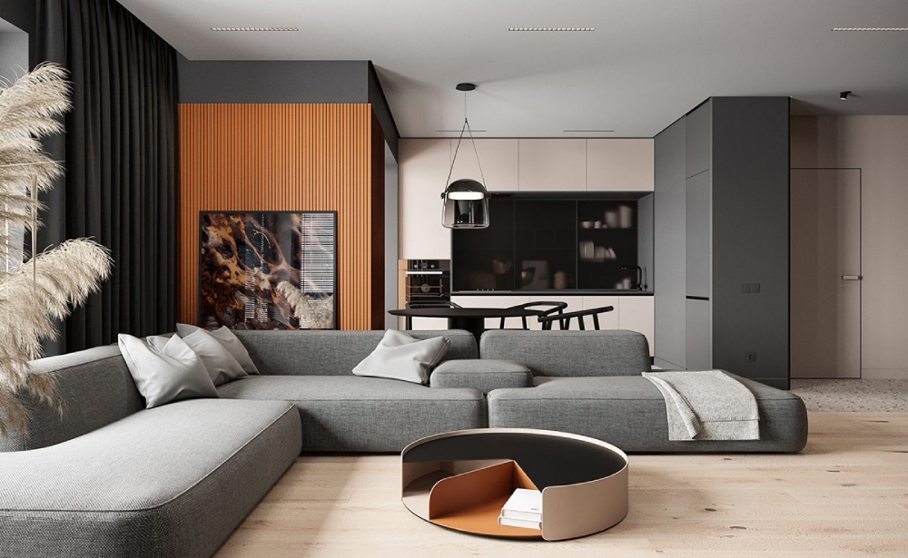 Thiết kế nội thất căn hộ 70m² cho phòng khách