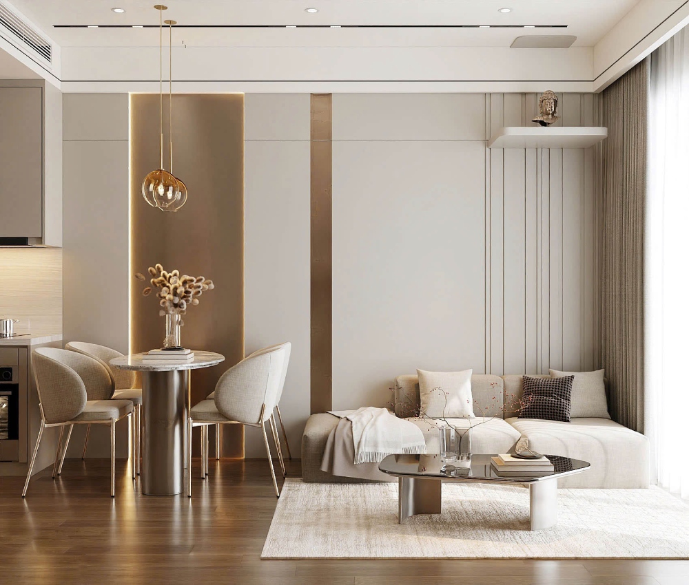 Thiết kế nội thất căn hộ 70m² cho phòng khách
