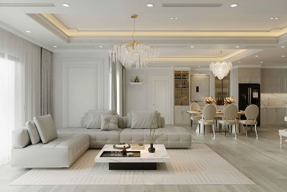 Thiết kế nội thất căn hộ 70m² cho phòng khách