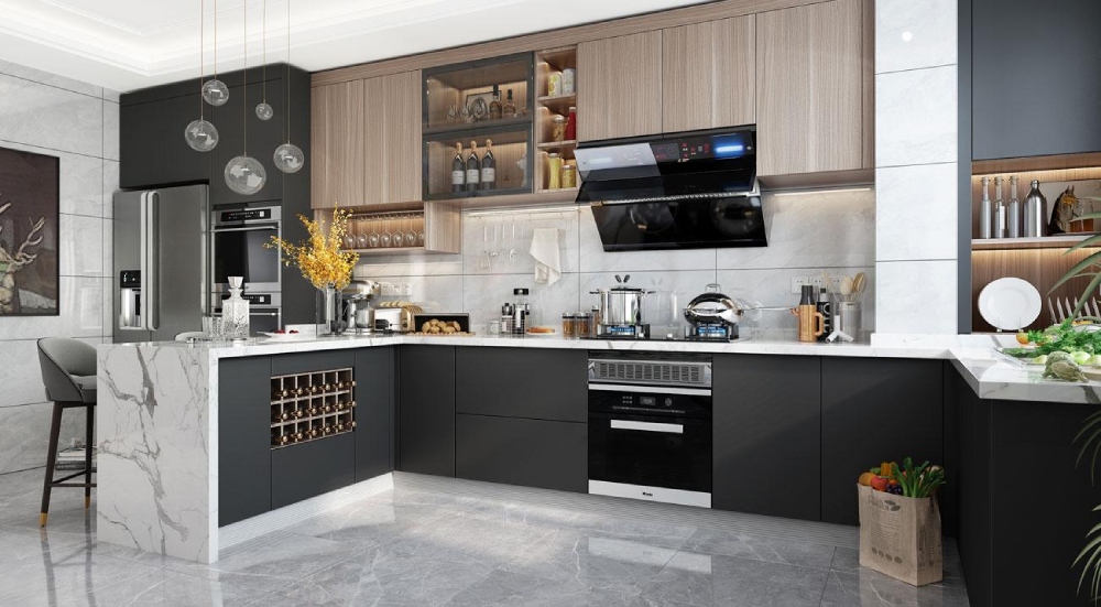 Mẫu thiết kế nội thất căn hộ 80m² 3 phòng ngủ cho phòng bếp
