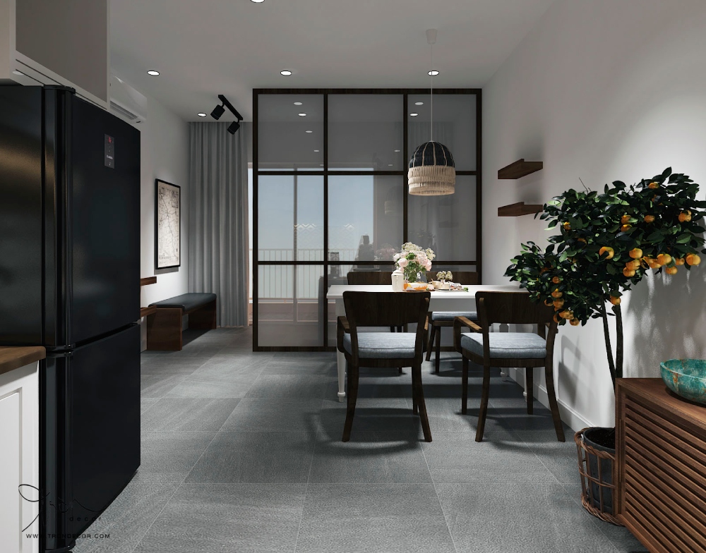 Mẫu thiết kế nội thất căn hộ 80m² 3 phòng ngủ cho phòng bếp