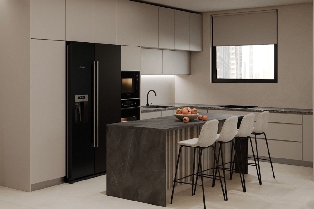 Mẫu thiết kế nội thất căn hộ 80m² 3 phòng ngủ cho phòng bếp