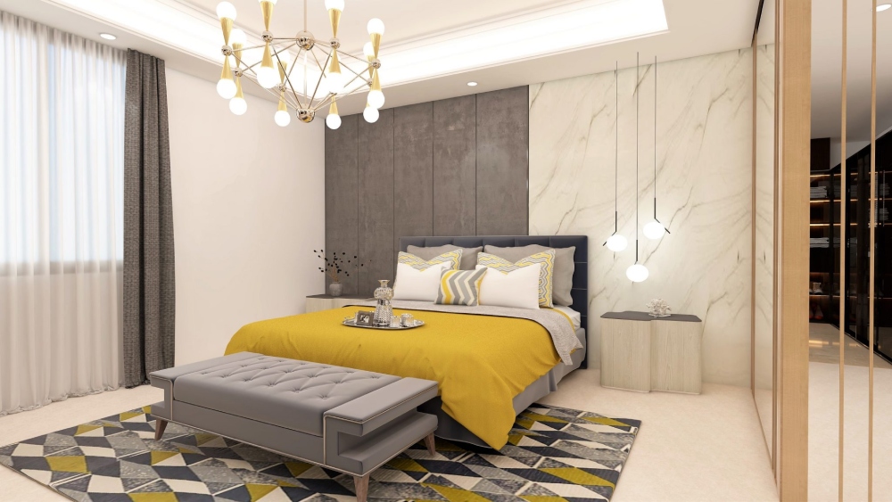Mẫu thiết kế nội thất căn hộ 80m² 3 phòng ngủ cho phòng ngủ chính