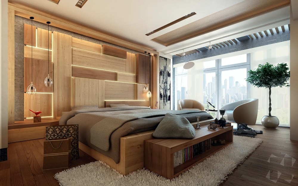 Mẫu thiết kế nội thất căn hộ 80m² 3 phòng ngủ cho phòng ngủ chính