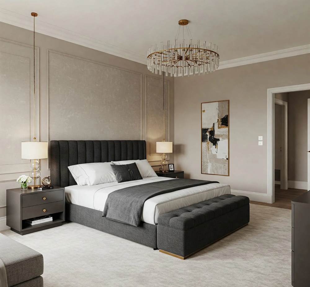 Mẫu thiết kế nội thất căn hộ 80m² 3 phòng ngủ cho phòng ngủ chính
