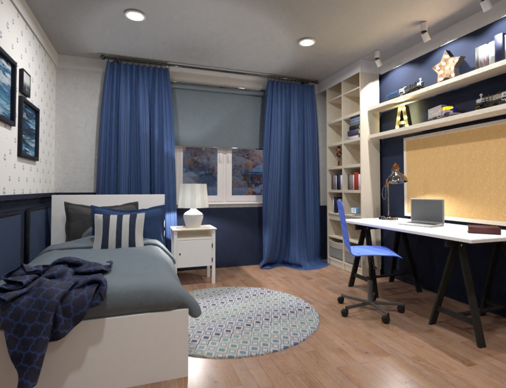 Mẫu thiết kế nội thất căn hộ 80m² 3 phòng ngủ cho phòng ngủ trẻ em