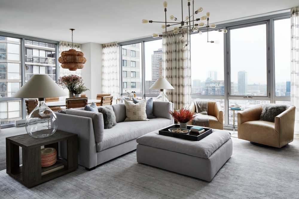 Mẫu thiết kế nội thất căn hộ 80m² 3 phòng ngủ cho phòng khách