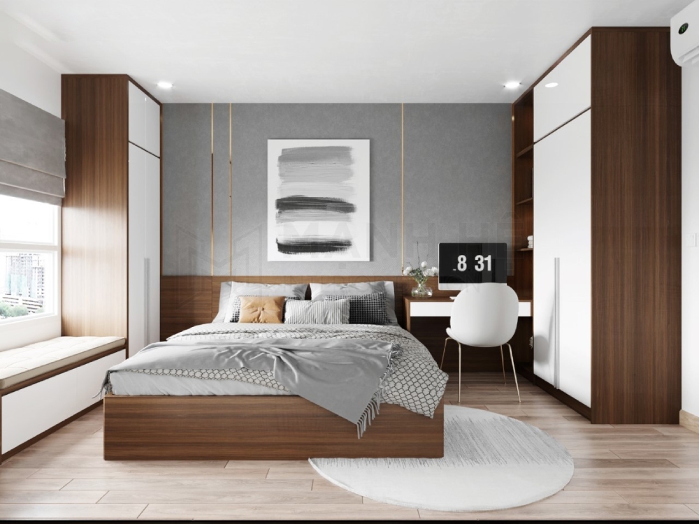 Thiết kế nội thất căn hộ chung cư 65m² phòng ngủ master