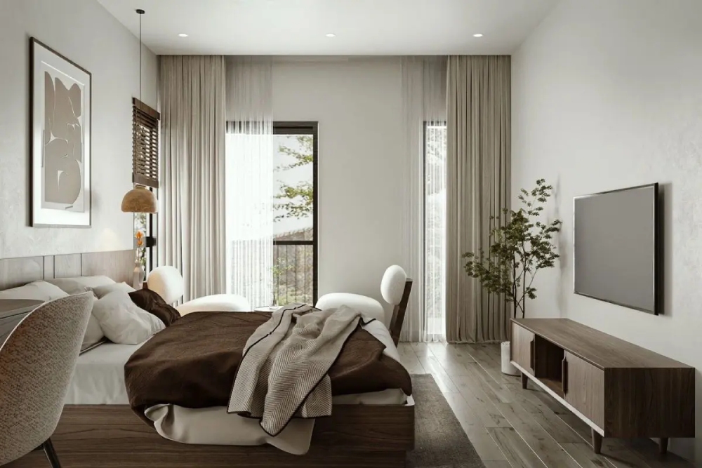 Thiết kế nội thất căn hộ chung cư 65m² phòng ngủ master