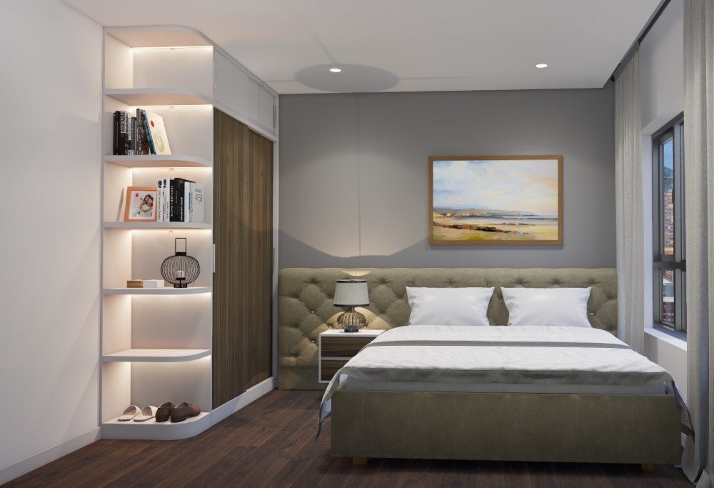Thiết kế nội thất căn hộ chung cư 65m² phòng ngủ master