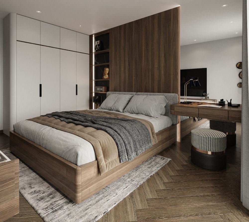 Thiết kế nội thất căn hộ chung cư 65m² phòng ngủ phụ