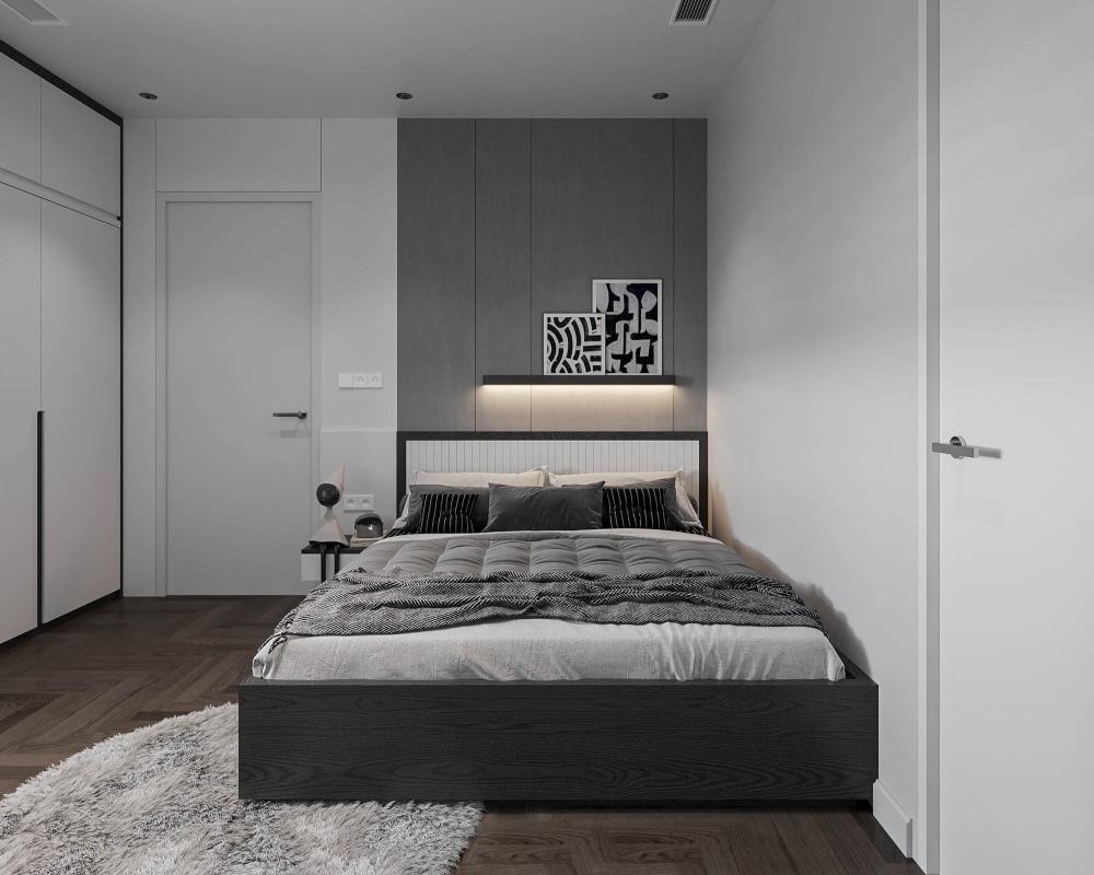 Thiết kế nội thất căn hộ chung cư 65m² phòng ngủ phụ
