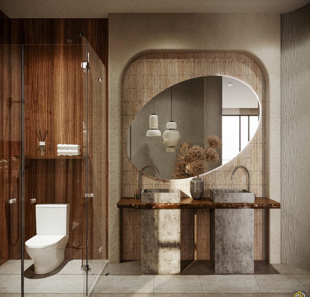 Thiết kế nội thất căn hộ chung cư 65m² nhà vệ sinh