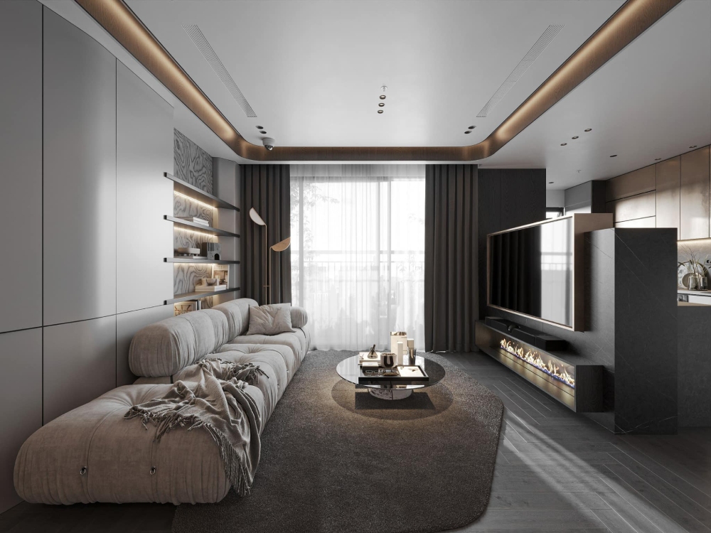 Thiết kế nội thất chung cư 100m² cho phòng khách