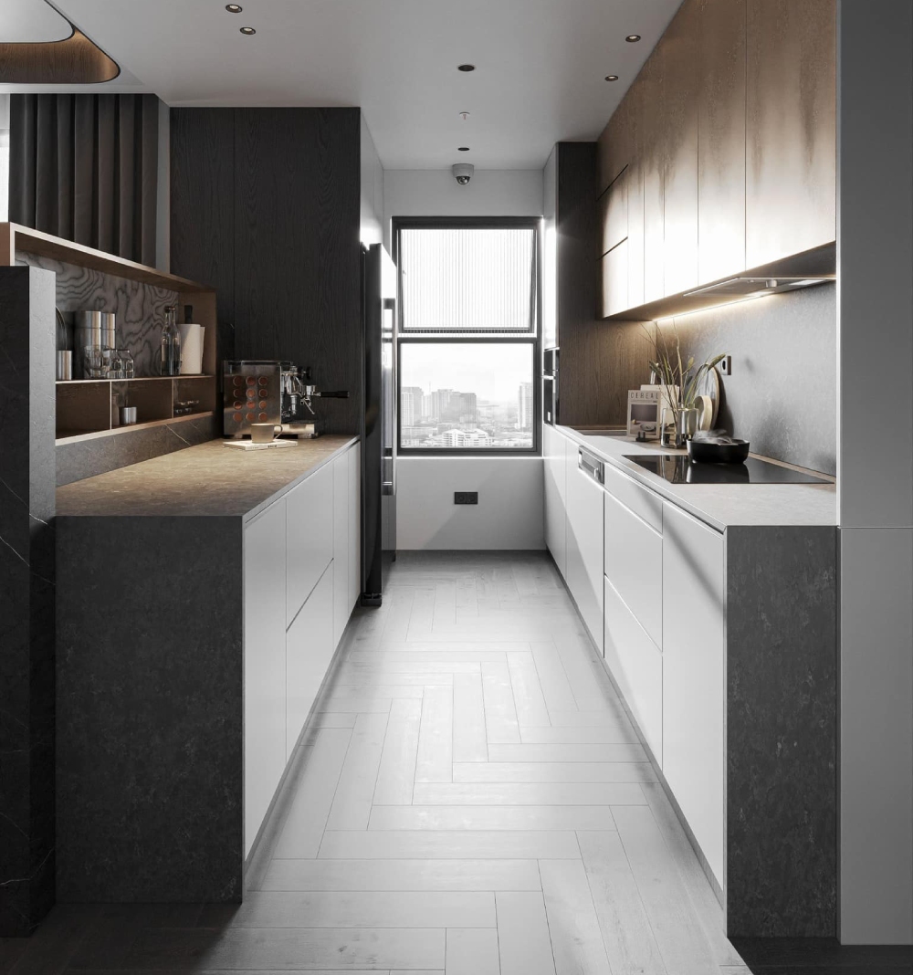 Thiết kế nội thất chung cư 100m² cho phòng bếp