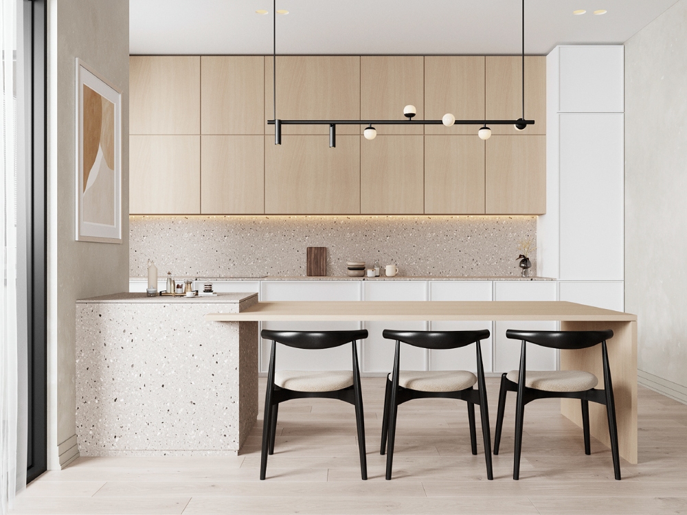 Thiết kế nội thất chung cư 100m² cho phòng bếp