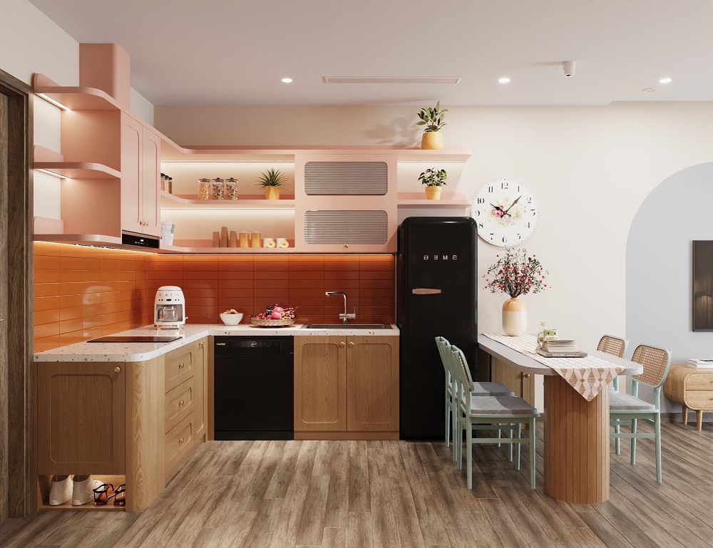 Thiết kế nội thất chung cư 100m² cho phòng bếp