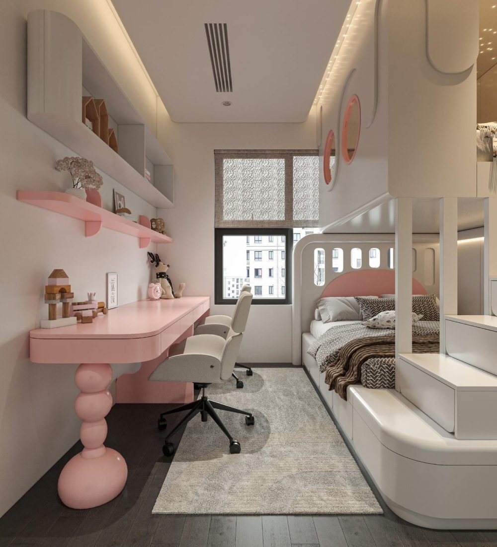 Thiết kế nội thất chung cư 100m² cho phòng ngủ phụ
