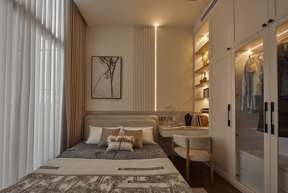 Mẫu thiết kế nội thất chung cư 60m² phòng ngủ phụ