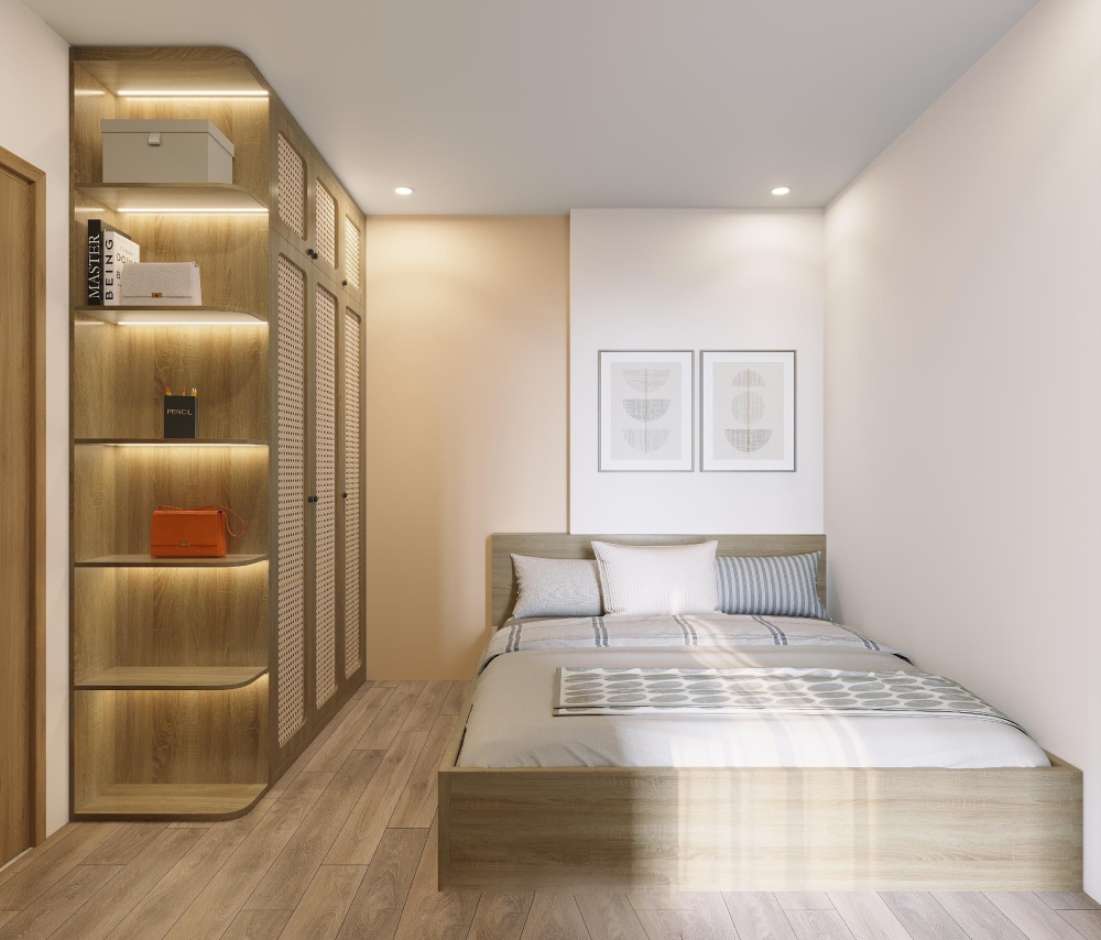 Mẫu thiết kế nội thất chung cư 60m² phòng ngủ phụ