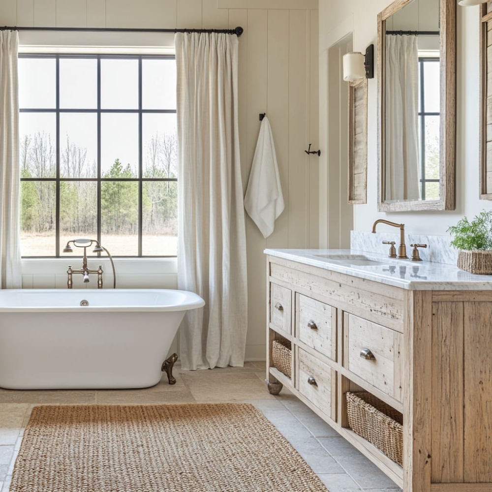 Phòng tắm phong cách thiết kế nội thất Đồng Quê