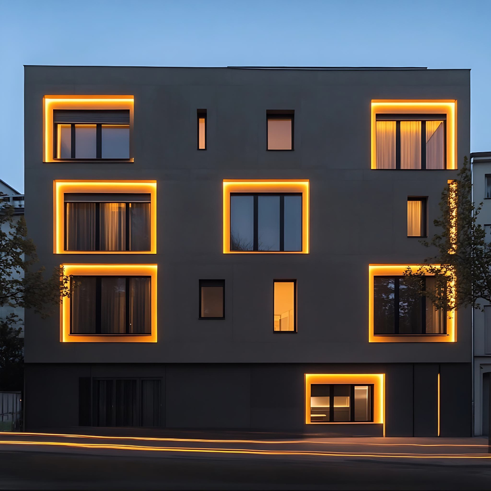 Cách thiết kế ánh sáng mặt tiền có ô cửa sổ