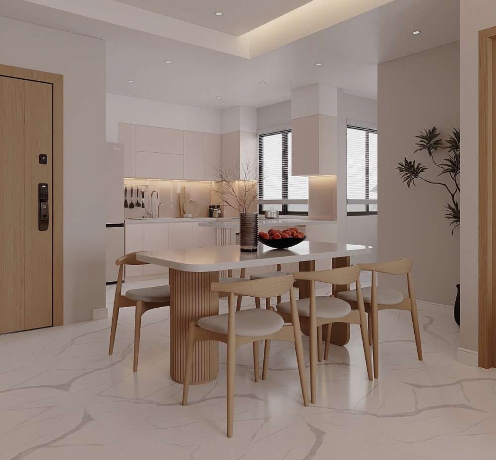 Thiết kế căn hộ chung cư 130m² cho phòng bếp