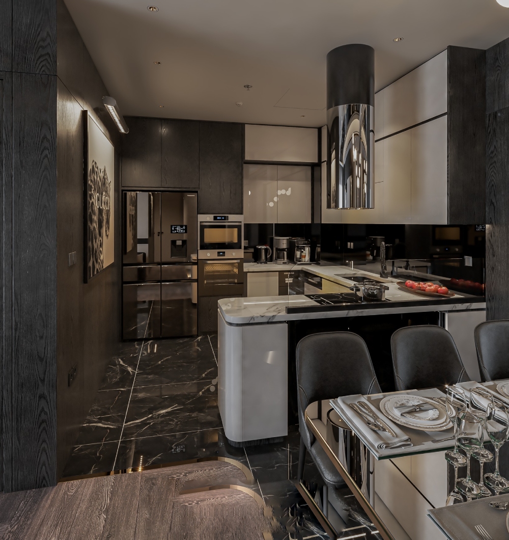 Thiết kế căn hộ chung cư 130m² cho phòng bếp