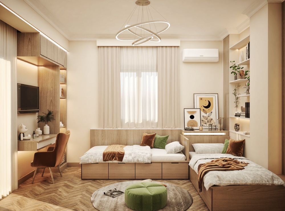 Thiết kế căn hộ chung cư 130m² cho phòng ngủ cho bé