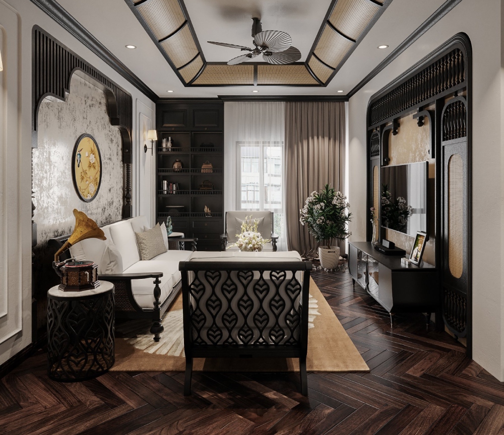 Mẫu thiết kế nội thất chung cư phong cách Indochine