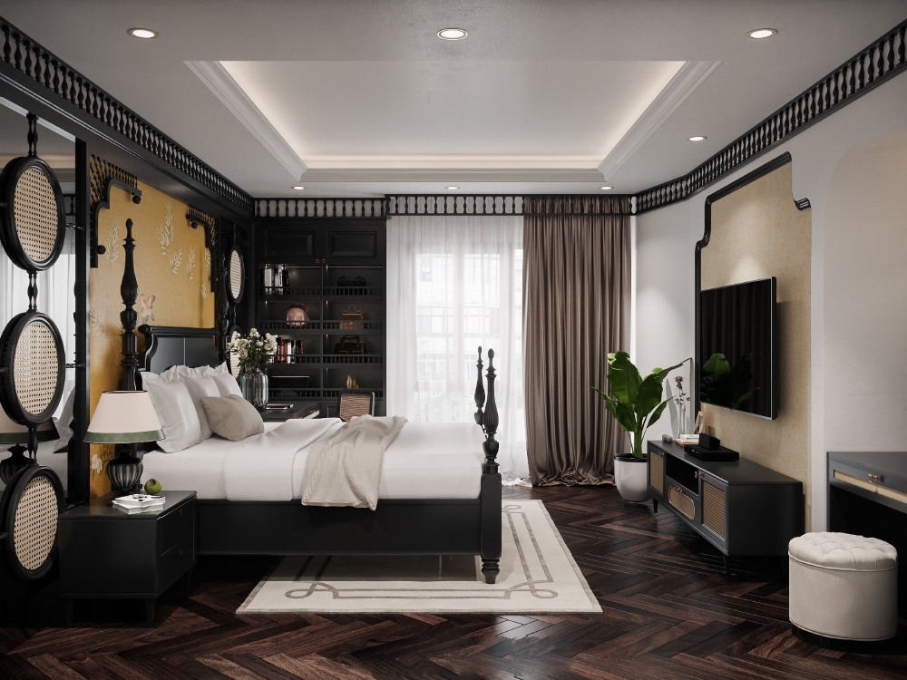 Mẫu thiết kế nội thất chung cư phong cách Indochine